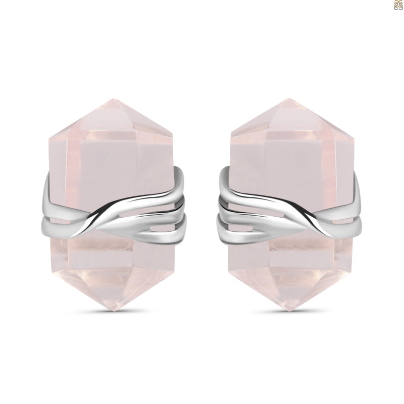 Rose Quartz Pencil Stud Earring RSQ-RE-67.