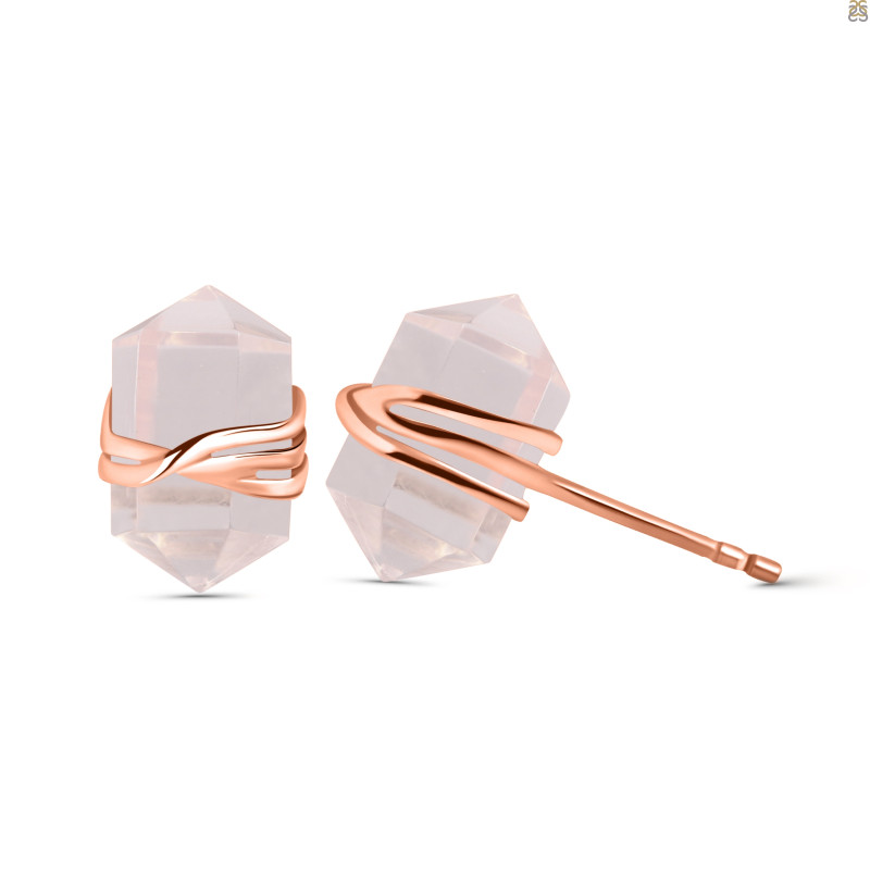 Rose Quartz Pencil Stud Earring RSQ-RE-67.