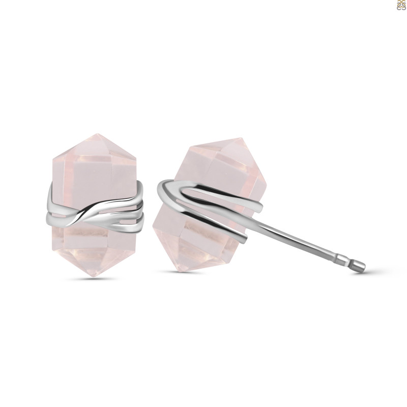 Rose Quartz Pencil Stud Earring