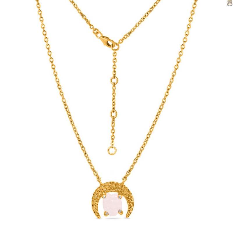 Rose Quartz Raw Crystal & White Topaz Necklace RSQ-RN-67.