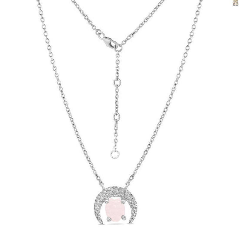 Rose Quartz Raw Crystal & White Topaz Necklace