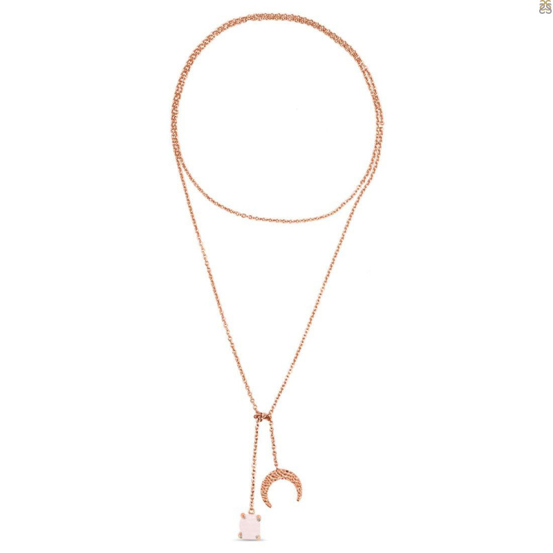 Rose Quartz Raw Crystal & White Topaz Necklace RSQ-RN-71.