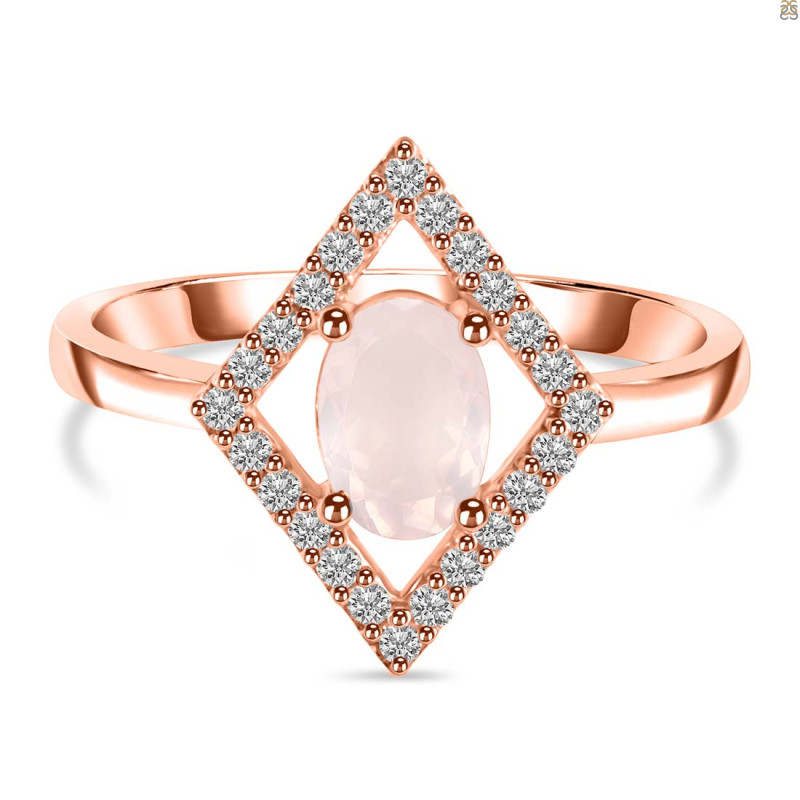 Rose Quartz & White Topaz Ring RSQ-RR-134.