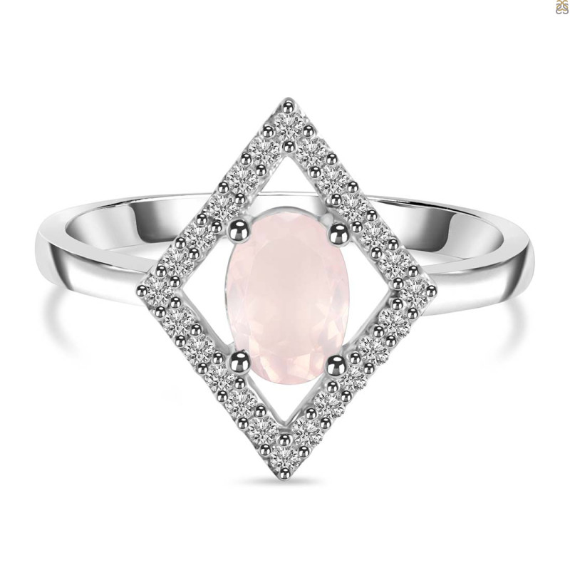 Rose Quartz & White Topaz Ring RSQ-RR-134.