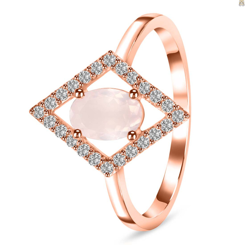 Rose Quartz & White Topaz Ring RSQ-RR-134.