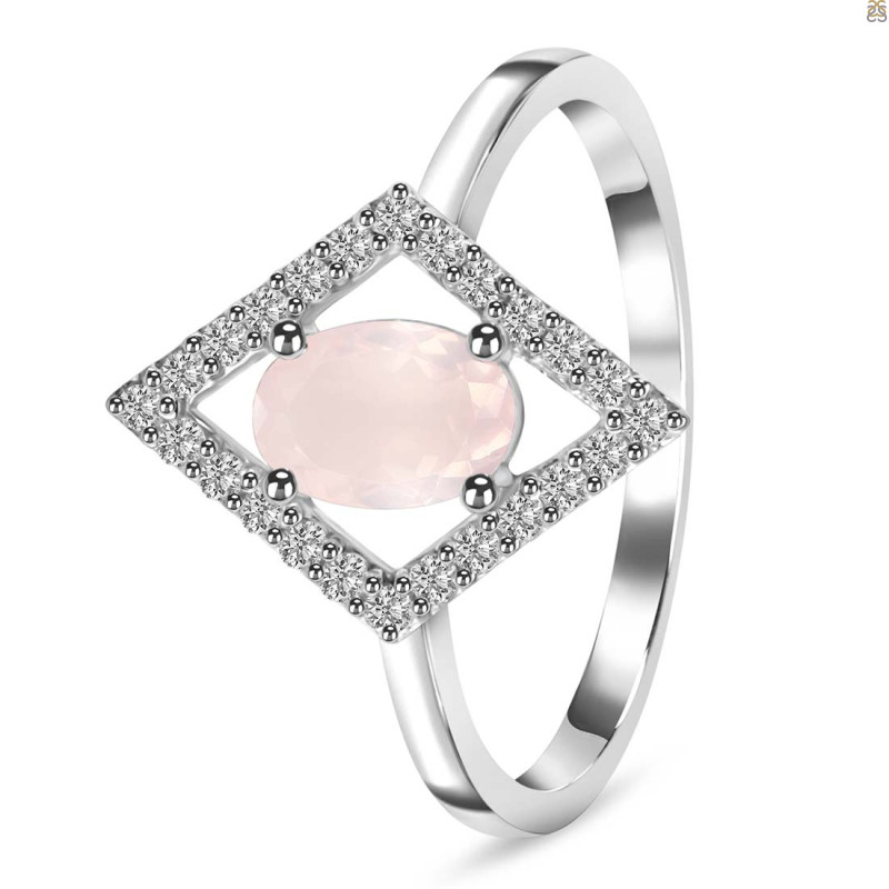 Rose Quartz & White Topaz Ring
