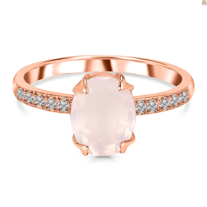 Rose Quartz & White Topaz Ring RSQ-RR-207.