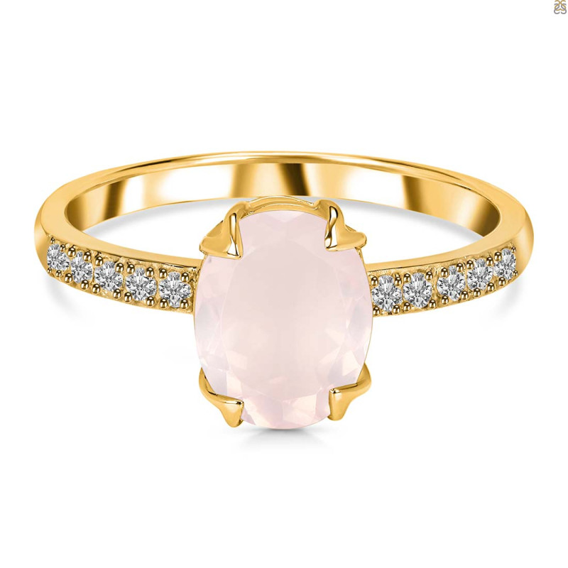 Rose Quartz & White Topaz Ring RSQ-RR-207.