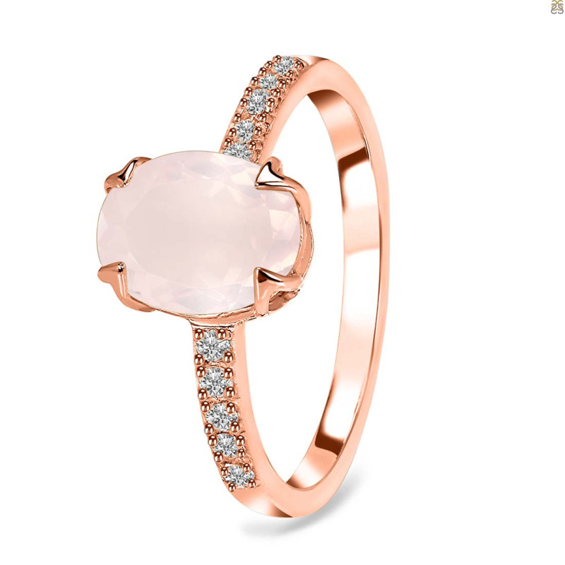 Rose Quartz & White Topaz Ring RSQ-RR-207.