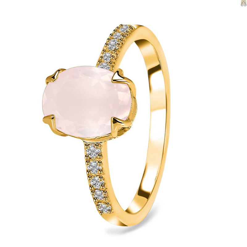 Rose Quartz & White Topaz Ring RSQ-RR-207.
