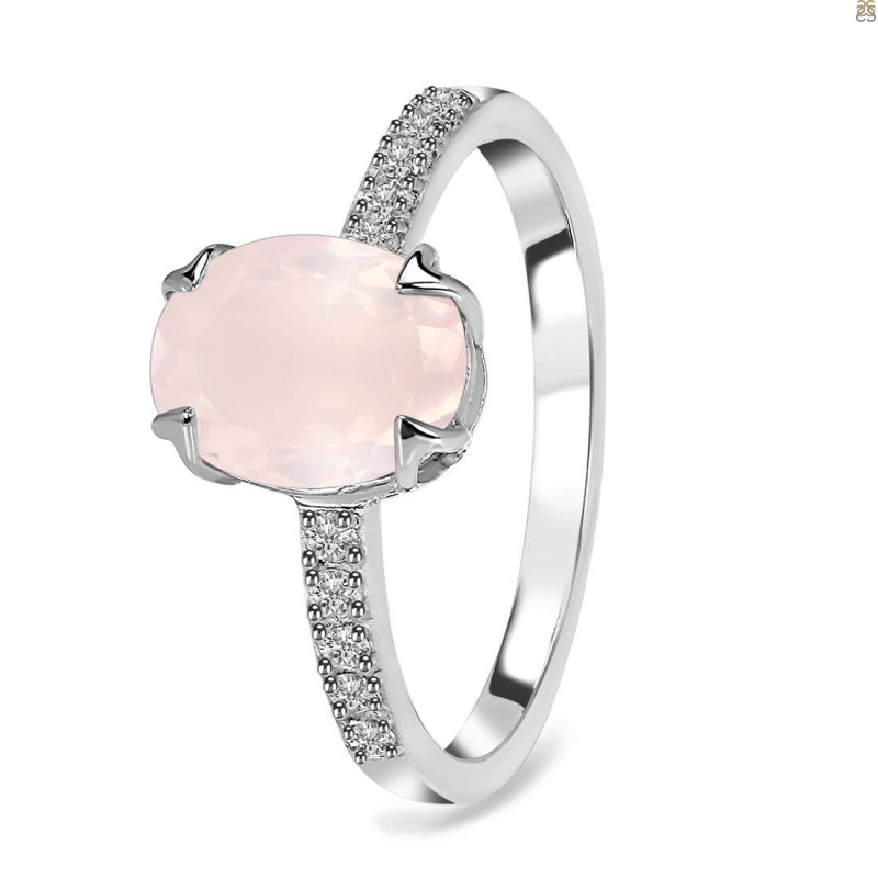 Rose Quartz & White Topaz Ring