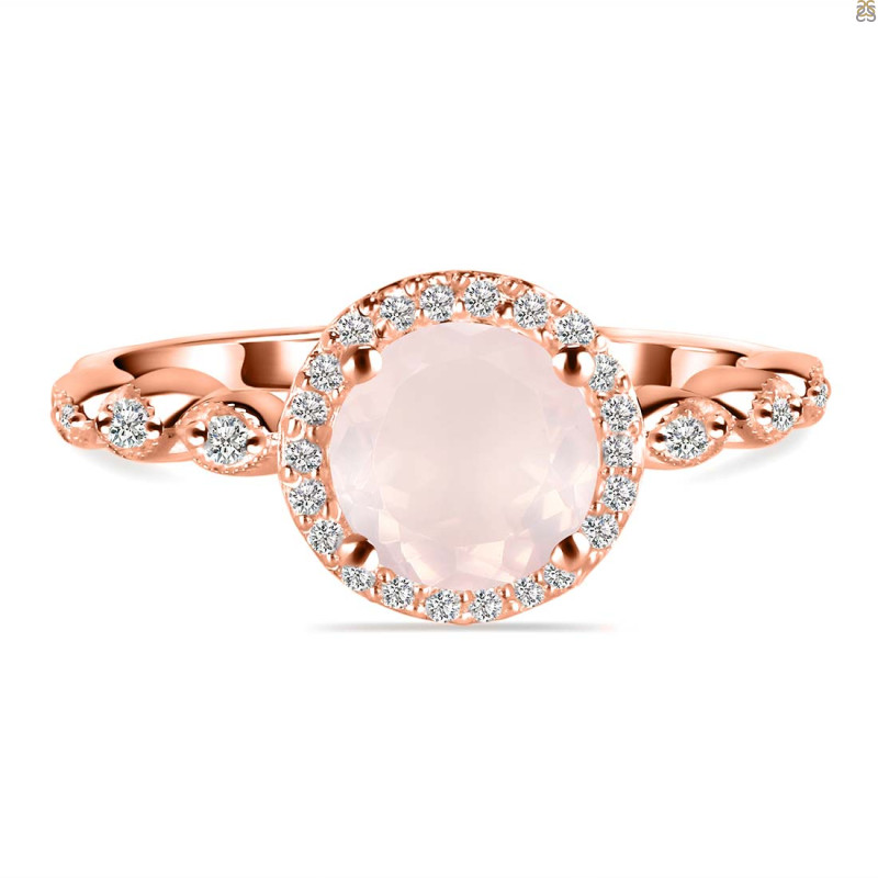 Rose Quartz & White Topaz Ring RSQ-RR-267.