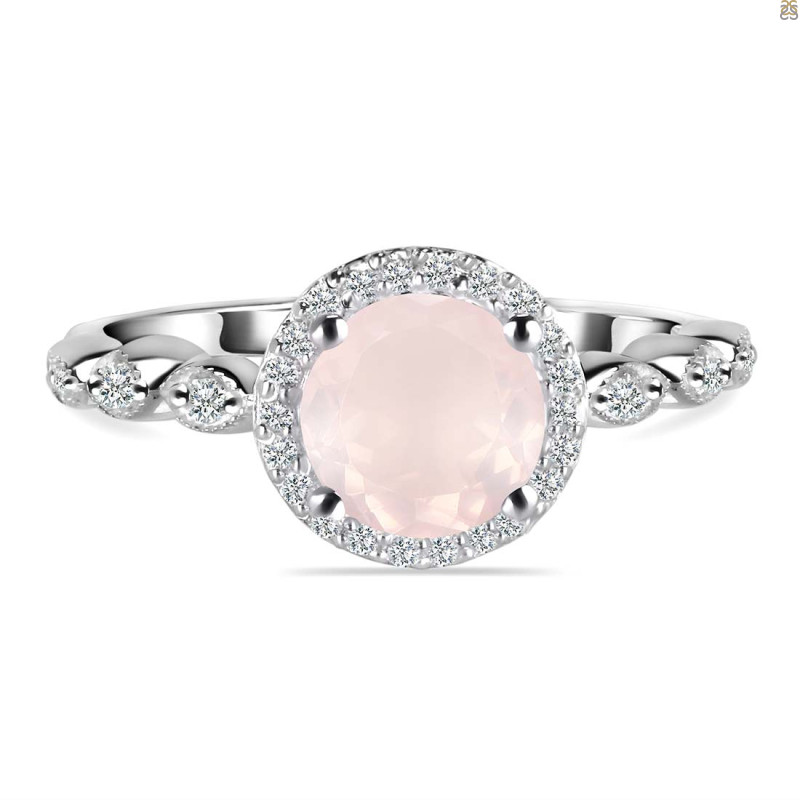 Rose Quartz & White Topaz Ring RSQ-RR-267.