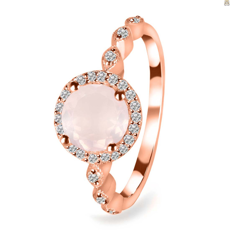 Rose Quartz & White Topaz Ring RSQ-RR-267.