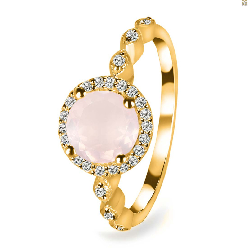 Rose Quartz & White Topaz Ring RSQ-RR-267.