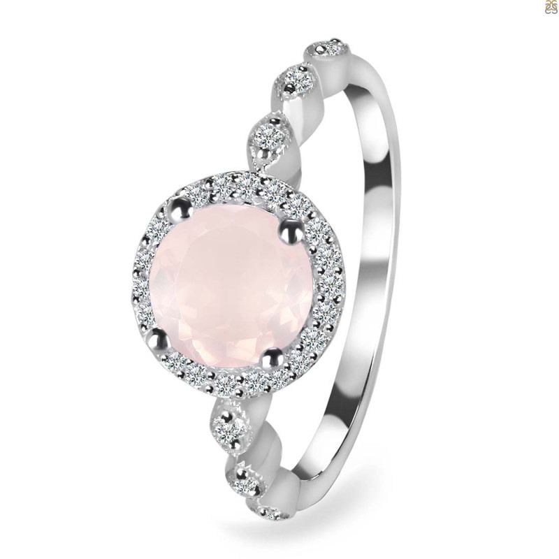 Rose Quartz & White Topaz Ring