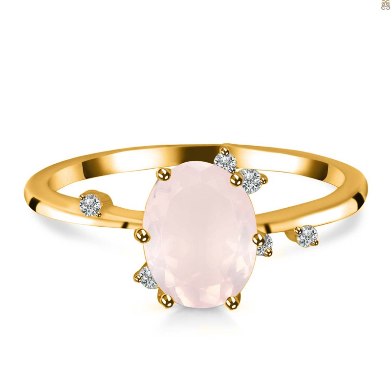 Rose Quartz & White Topaz Ring RSQ-RR-318.