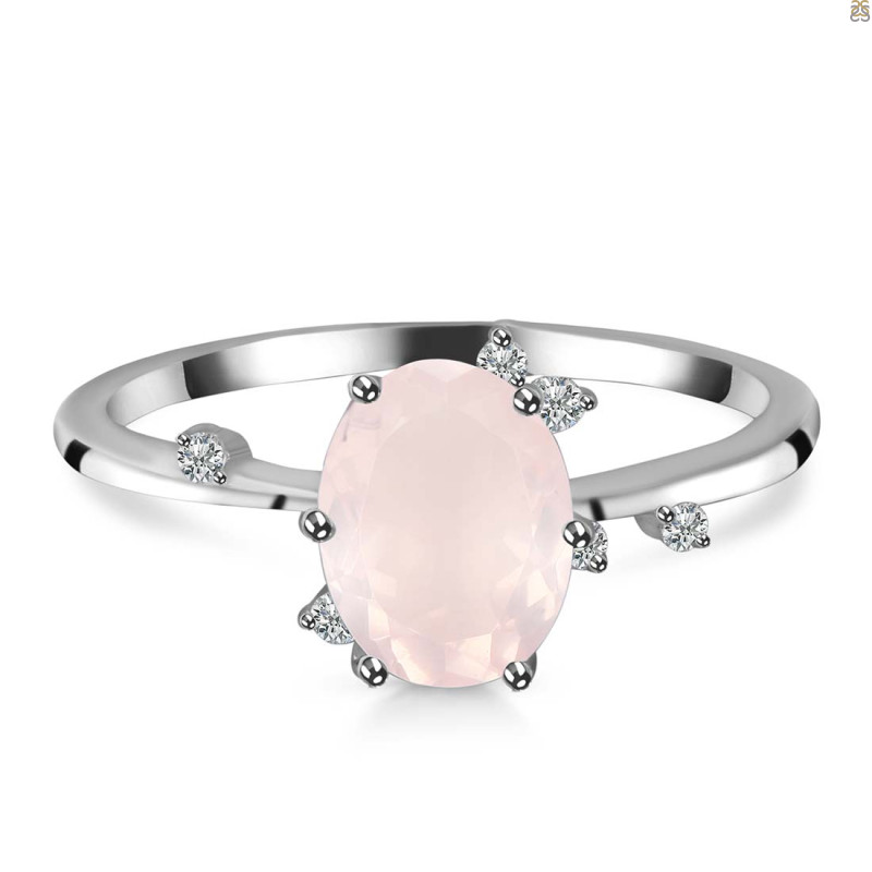 Rose Quartz & White Topaz Ring RSQ-RR-318.