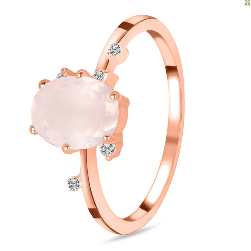 Rose Quartz & White Topaz Ring RSQ-RR-318.