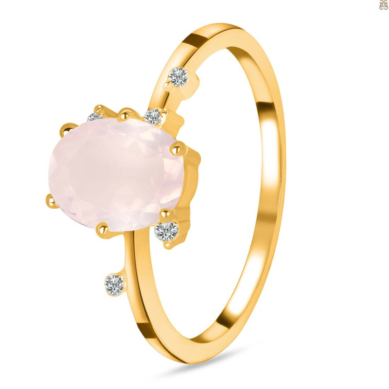 Rose Quartz & White Topaz Ring RSQ-RR-318.