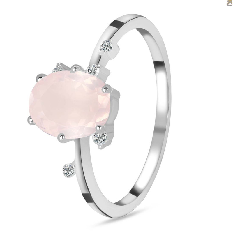 Rose Quartz & White Topaz Ring
