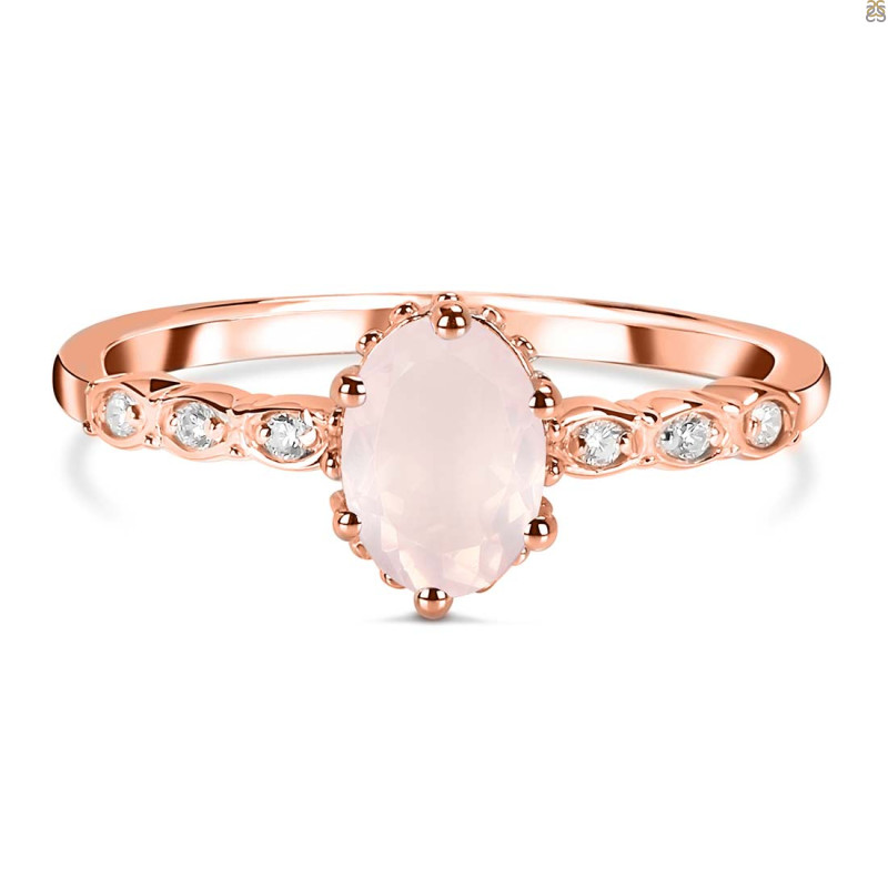 Rose Quartz & White Topaz Ring RSQ-RR-35.
