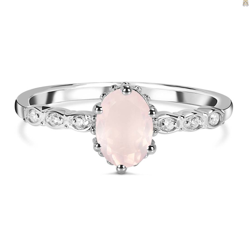 Rose Quartz & White Topaz Ring RSQ-RR-35.