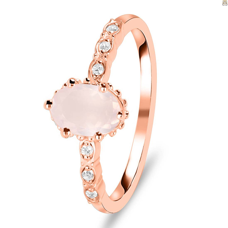 Rose Quartz & White Topaz Ring RSQ-RR-35.