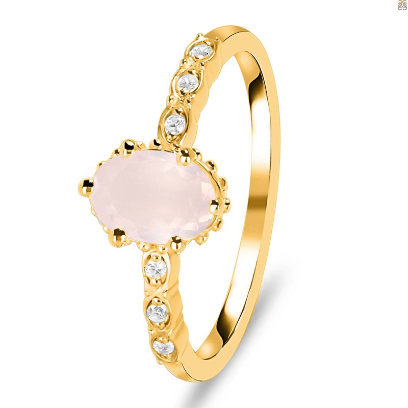 Rose Quartz & White Topaz Ring RSQ-RR-35.