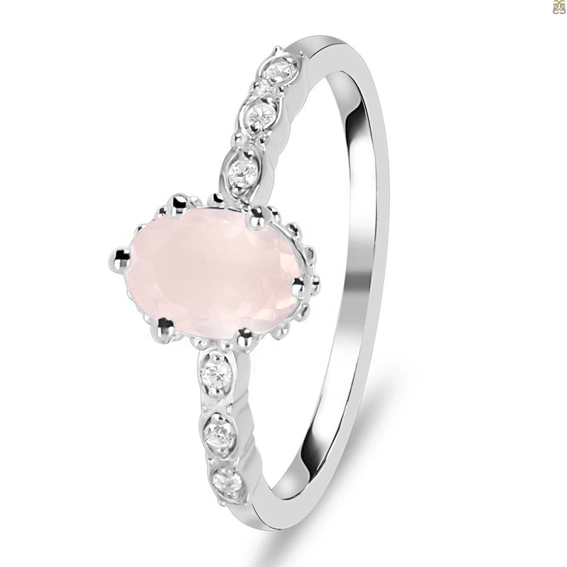 Rose Quartz & White Topaz Ring