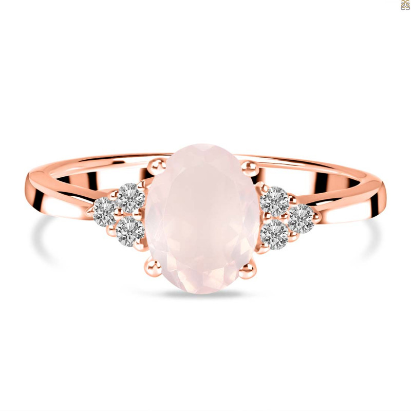 Rose Quartz & White Topaz Ring RSQ-RR-364.