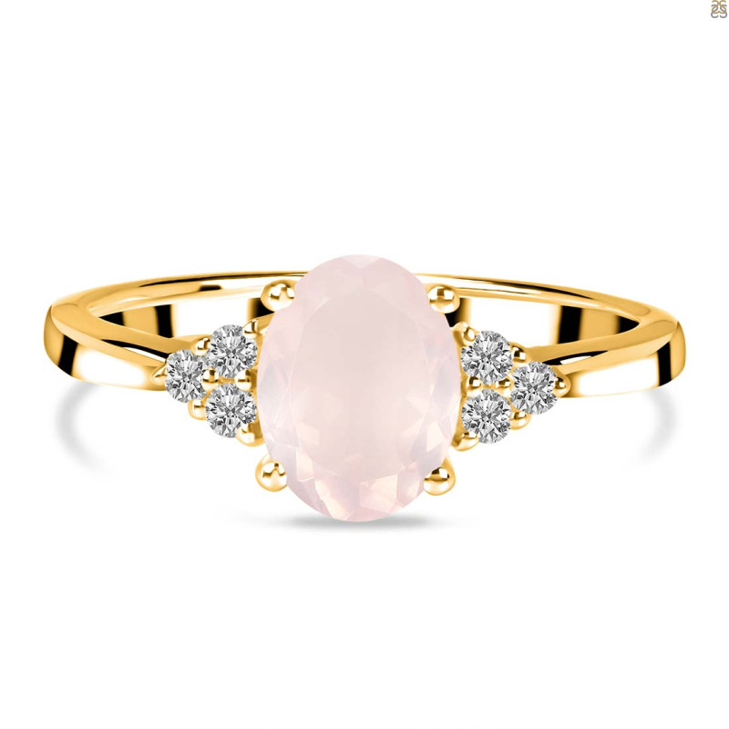 Rose Quartz & White Topaz Ring RSQ-RR-364.