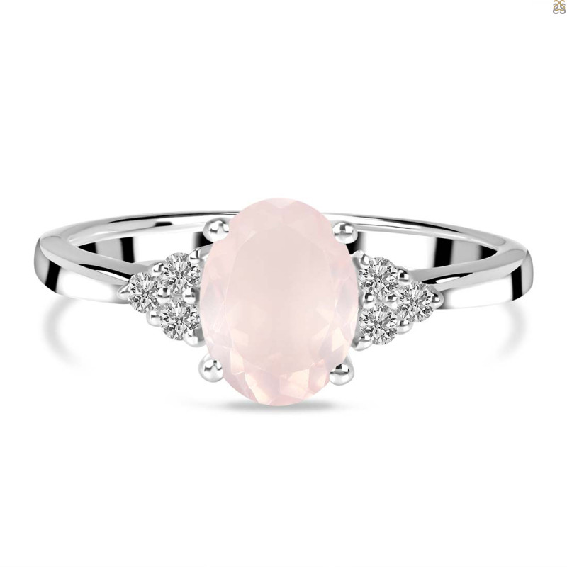 Rose Quartz & White Topaz Ring RSQ-RR-364.