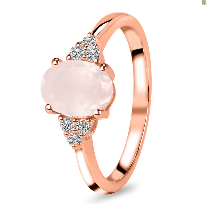 Rose Quartz & White Topaz Ring RSQ-RR-364.