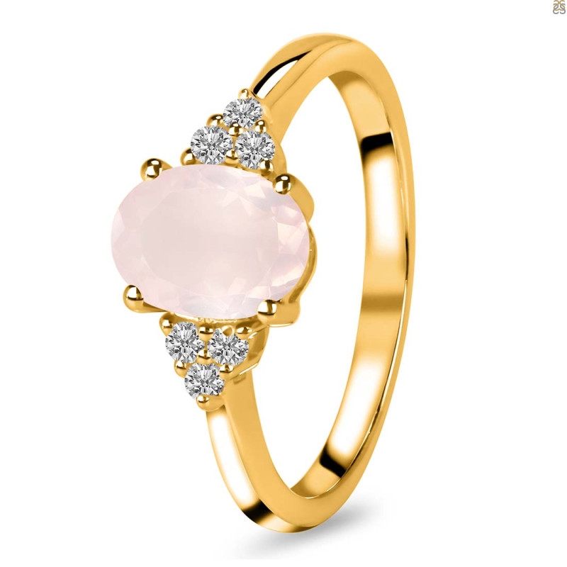 Rose Quartz & White Topaz Ring RSQ-RR-364.
