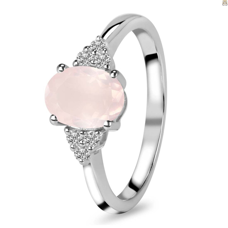 Rose Quartz & White Topaz Ring