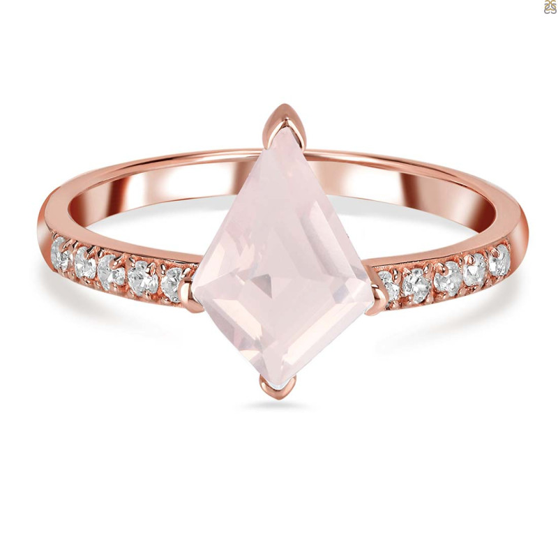 Rose Quartz & White Topaz Ring RSQ-RR-400.