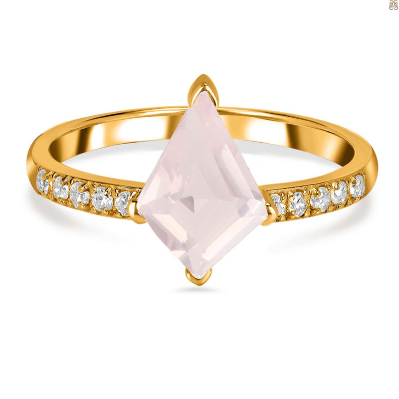 Rose Quartz & White Topaz Ring RSQ-RR-400.