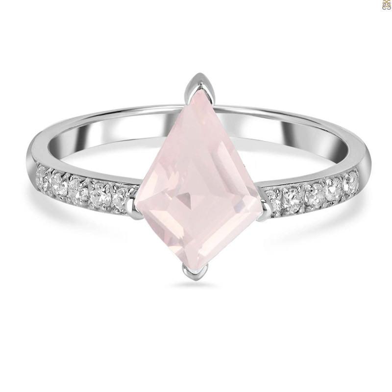 Rose Quartz & White Topaz Ring RSQ-RR-400.