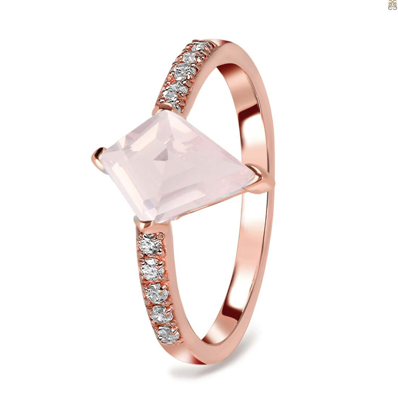 Rose Quartz & White Topaz Ring RSQ-RR-400.