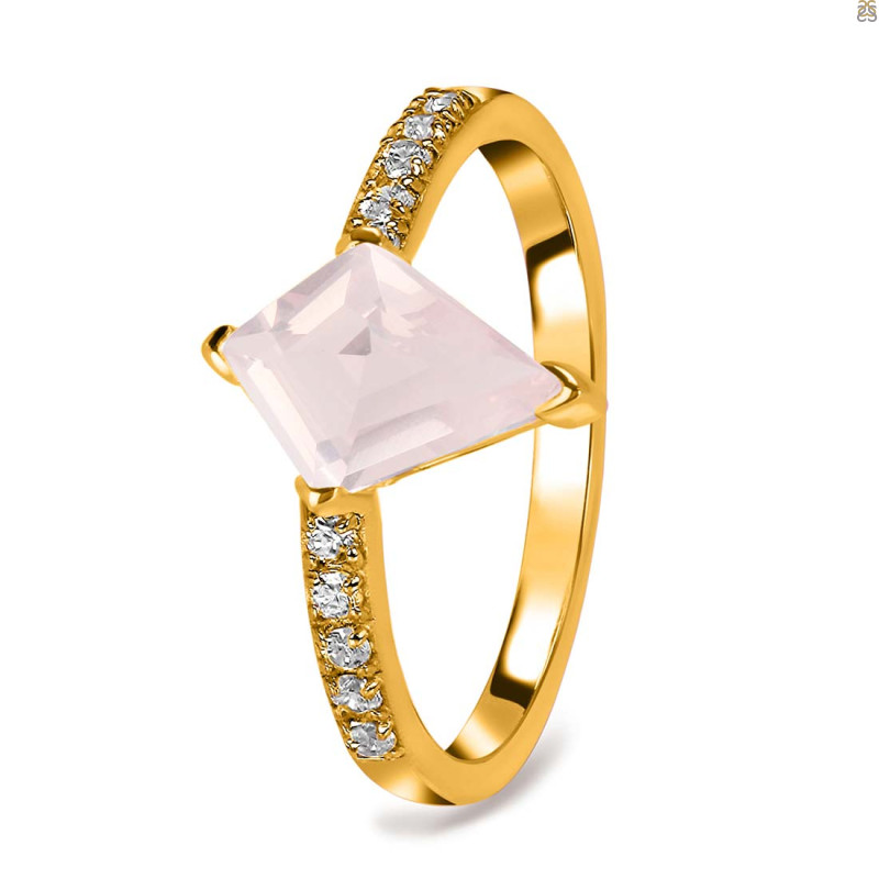 Rose Quartz & White Topaz Ring RSQ-RR-400.