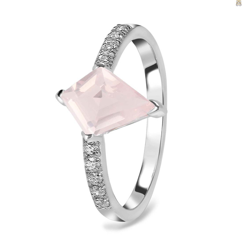 Rose Quartz & White Topaz Ring