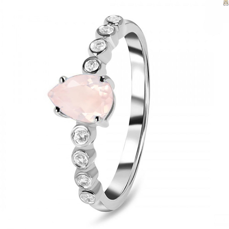 Rose Quartz & White Topaz Ring