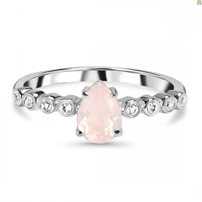 Rose Quartz & White Topaz Ring RSQ-RR-419D.