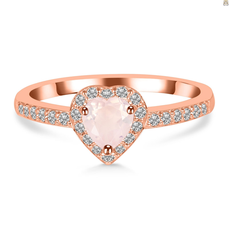 Rose Quartz & White Topaz Ring RSQ-RR-423.