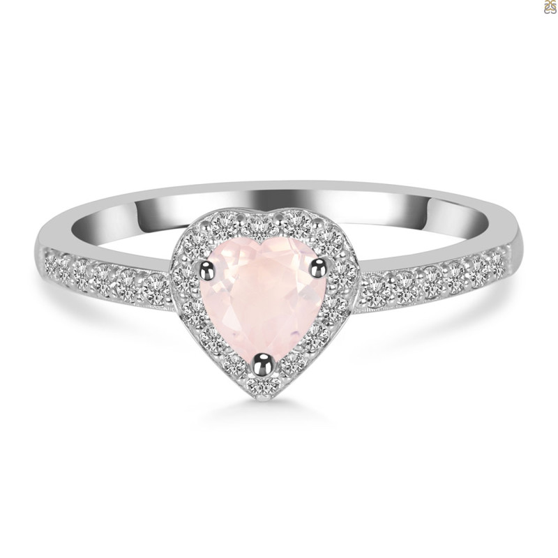 Rose Quartz & White Topaz Ring RSQ-RR-423.