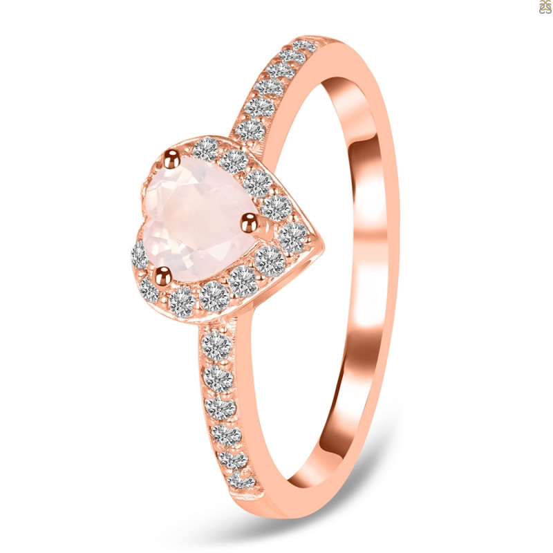 Rose Quartz & White Topaz Ring RSQ-RR-423.