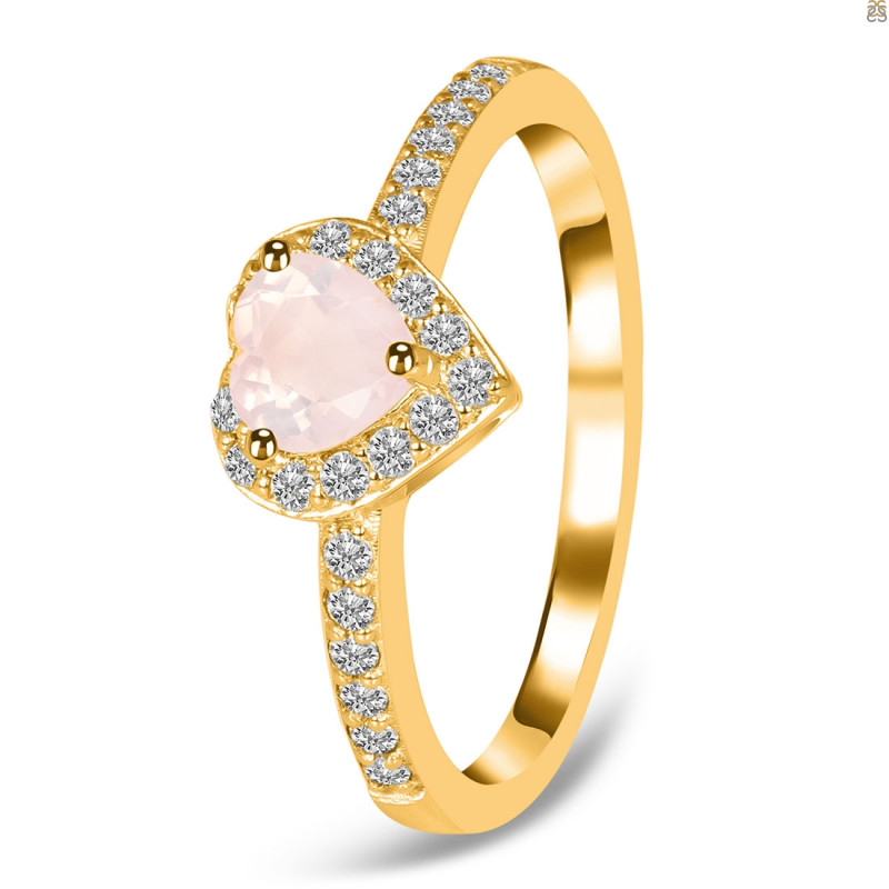 Rose Quartz & White Topaz Ring RSQ-RR-423.