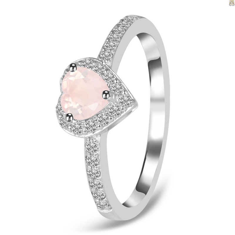 Rose Quartz & White Topaz Ring