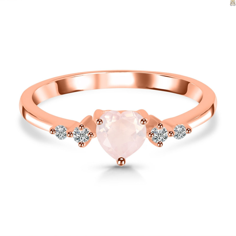 Rose Quartz & White Topaz Ring RSQ-RR-424.